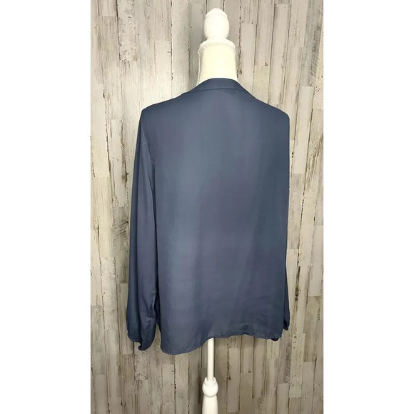 Emery Rose Women's XXL Blue V-Neck Long Sleeve Blouse Casual Spring - Picture 3 of 5